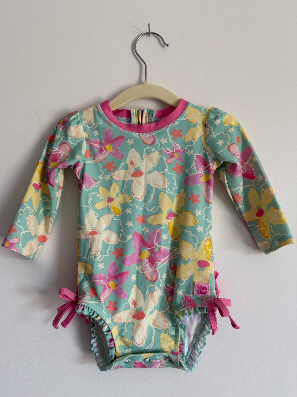 Ruffle Butts NWOT Floral Long-Sleeve Infant Rashguard/Swimsuit